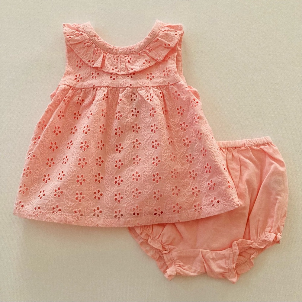 Janie and Jack 18-24 Months Baby Girl Pink Eyelet Top Set Outfit Spring Summer